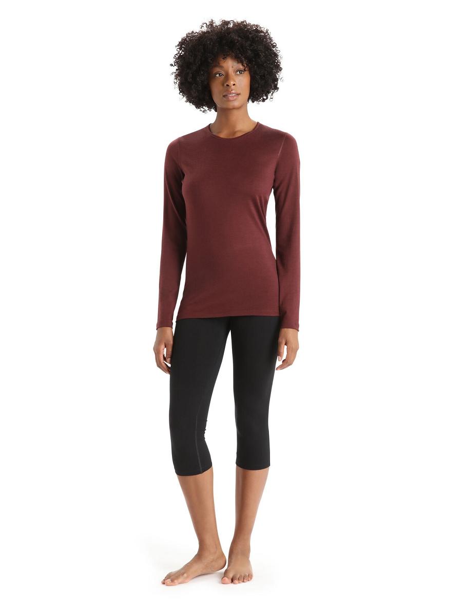 One Piece & Sets Icebreaker Merino 200 Oasis Long Sleeve Crewe Thermal Top Damskie Czerwone | PL 1182RVDW